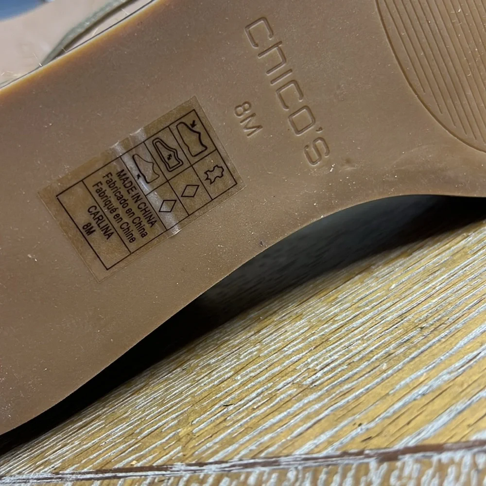 CHICO’S Gold Strap Espadrille Wedge 8